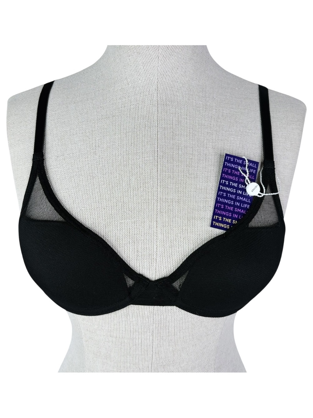 NWT Pepper Mesh "All You" Bra sz 32A * Black Underwire Mesh Overlay Lined